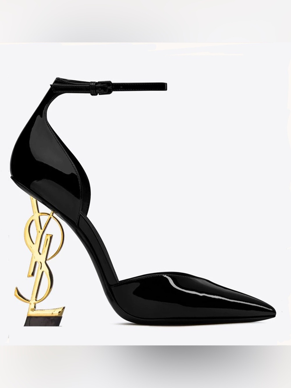 Saint Laurent Black Patent Opyum Ankle-Strap Pump